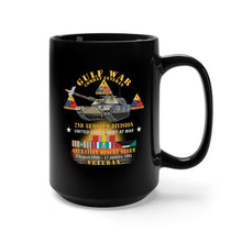 Load image into Gallery viewer, Black Mug 15oz - Desert Storm - 2nd Armored Div - Combat Veteran w GULF SVC X 300
