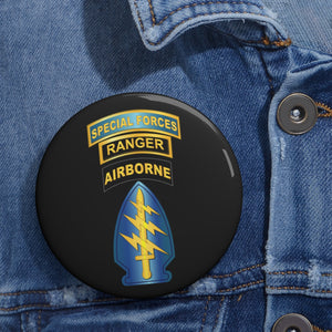 Custom Pin Buttons - SOF - Airborne - SF SSI - SF Tab - Ranger Tab