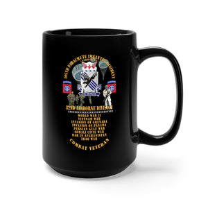 Black Mug 15oz - Army - Combat Vet w 505th PIR - 82nd Airborne  w Campaigns - Soldiers - SSI X 300