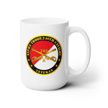 Load image into Gallery viewer, White Ceramic Mug 15oz - Army - Alpha Troop, 240th Cavalry Branch Veteran - Red - White X 300
