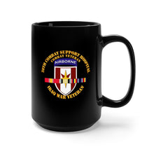 Load image into Gallery viewer, Black Mug 15oz - 28th Cbt Sup Hospital - Iraq Vet w SVC Ribbons
