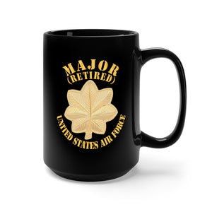 Black Mug 15oz - USAF - Major - Retired X 300