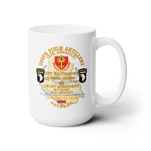 White Ceramic Mug 15oz - Army - 1st Bn, 320th FA, 101st Airborne Div - Invasion - 2003 w AA Badge - Map