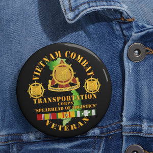 Custom Pin Buttons - Vietnam Combat Vet - Transportation Corps w VN SVC X 300