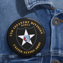 Load image into Gallery viewer, Custom Pin Buttons - 2nd Infantry Division - Korea X 300
