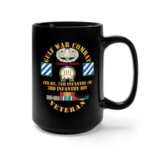 Load image into Gallery viewer, Black Mug 15oz - Army - Gulf War Combat Infantry Vet w Combat Medic, 4th Bn 7th Inf - 3rd ID SSI X 300
