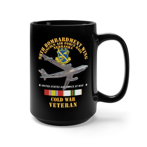 Black Mug 15oz - USAF - 98th Bombardment Wing - Lincoln Air Force Base, Nebraska - Cold War Vet w B-47 COLD SVC X 300