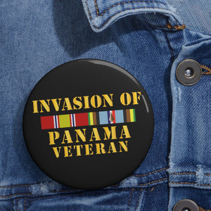 Custom Pin Buttons - Panama Invasion Veteran w EXP SVC