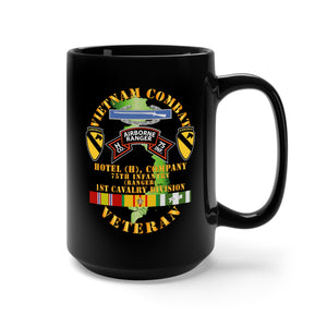 Black Mug 15oz - Vietnam Combat Vet - H Co 75th Infantry (Ranger) - 1st Cavalry Div SSI