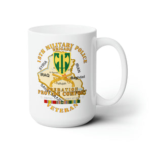 White Ceramic Mug 15oz - Army - Operation Provide Comfort - 18th MP Brigade w COMFORT SVC