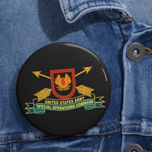 Load image into Gallery viewer, Custom Pin Buttons - US Army Special Operations Command - Sine Pari - Flash w Br - Ribbon X 300
