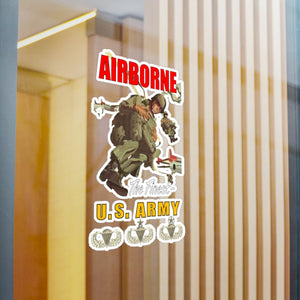 Kiss-Cut Vinyl Decals - Army - Airborne Poster wi Backgrnd w BadgesV1