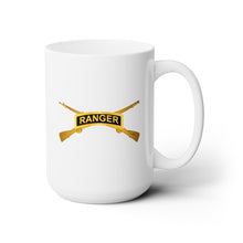 Load image into Gallery viewer, White Ceramic Mug 15oz - Army - Ranger Tab w  Infantry Branch wo Txt
