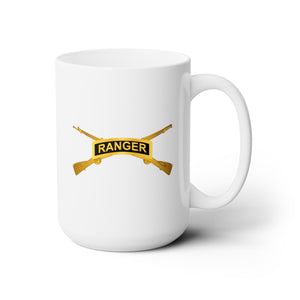 White Ceramic Mug 15oz - Army - Ranger Tab w  Infantry Branch wo Txt