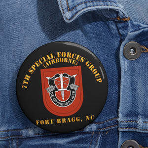 Custom Pin Buttons - 7th Special Forces Group w Flash - FBNC