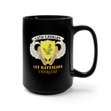 Load image into Gallery viewer, Black Mug 15oz - Army - Airborne Badge - 12th Cavalry Airborne - SSI w 12th Cav - 1st Battalion - Chargers X 300
