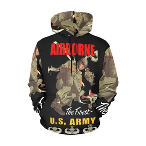 Men's All Over Print Hoodie (USA Size) (Model H13) - Airborne Poster wi Backgrnd w Badges