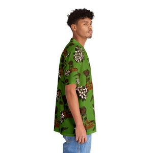 Men's Hawaiian Shirt (AOP) - Lite Green - Flowers and Palms