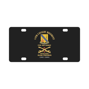 Army - 14th Cavalry Regiment w Cav Br - 2nd Squadron - Operation Iraqi Freedom - 2007–2009 - Red Txt Classic License Plate