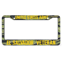 Load image into Gallery viewer, EL SALVADOR VETERAN - All Over Print License Plate Frame License Plate Frame Black
