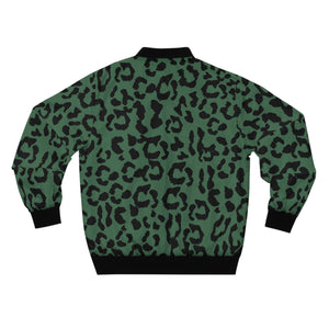 Men's AOP Bomber Jacket - Leopard Camouflage - Green-Black