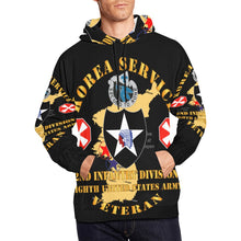 Load image into Gallery viewer, Men&#39;s All Over Print Hoodie (USA Size) (Model H13) - Army - Korea Service Vet - 2nd Infantry Div - 8th US Army
