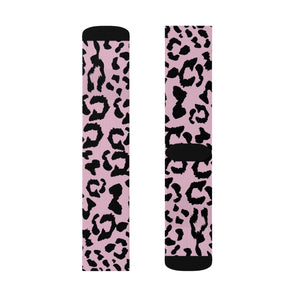 Sublimation Socks - Leopard Camouflage - Baby Pink - Black