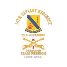 Load image into Gallery viewer, Kiss-Cut Vinyl Decals - Army - 14th Cavalry Regiment w Cav Br - 2nd Squadron - Operation Iraqi Freedom - 2007–2009 - Red Txt X 300
