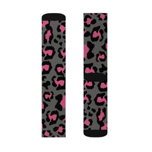 Load image into Gallery viewer, Sublimation Socks - Leopard Camouflage - Dark Grey - Pink
