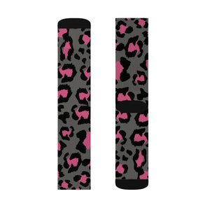 Sublimation Socks - Leopard Camouflage - Dark Grey - Pink