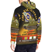 Load image into Gallery viewer, Men&#39;s All Over Print Hoodie (USA Size) (Model H13) - Cold War Vet - 1st Bn 41st Infantry - M113 APC w COLD SVC
