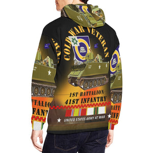 Men's All Over Print Hoodie (USA Size) (Model H13) - Cold War Vet - 1st Bn 41st Infantry - M113 APC w COLD SVC