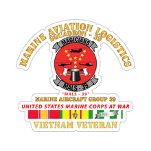 Load image into Gallery viewer, Kiss-Cut Stickers - USMC - Marine Aviation Logistics Squadron 39 - MALS 39 - Magicians Vietnam Vet w SVC
