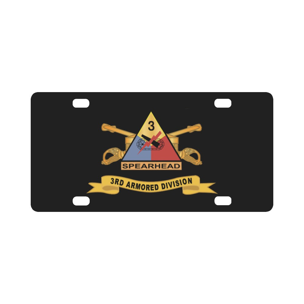 Army - 3rd Armored Division - SSI w Br - Ribbon X 300 Classic License Plate