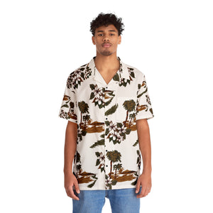 Men's Hawaiian Shirt (AOP) - White - Flowers and Palms