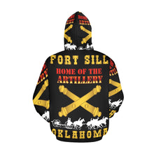 Load image into Gallery viewer, Men&#39;s All Over Print Hoodie (USA Size) (Model H13) - Army - Fort SIll, Home of Artillery w Cassion - Gold
