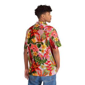 Men's Hawaiian Shirt (AOP) - Light Pink - Tropical Flowers X 300