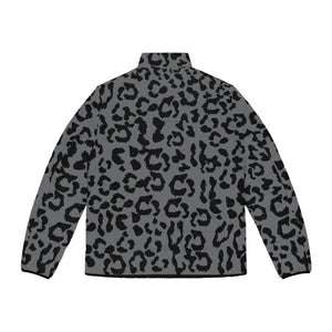 Men's Puffer Jacket (AOP) - Leopard Camouflage - Battleship Color