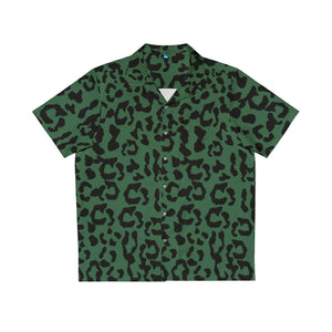 Men's Hawaiian Shirt (AOP) - Leopard Camouflage - Green-Black