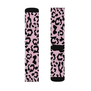 Sublimation Socks - Leopard Camouflage - Baby Pink - Black