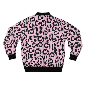 Men's AOP Bomber Jacket - Leopard Camouflage - Baby Pink - Black