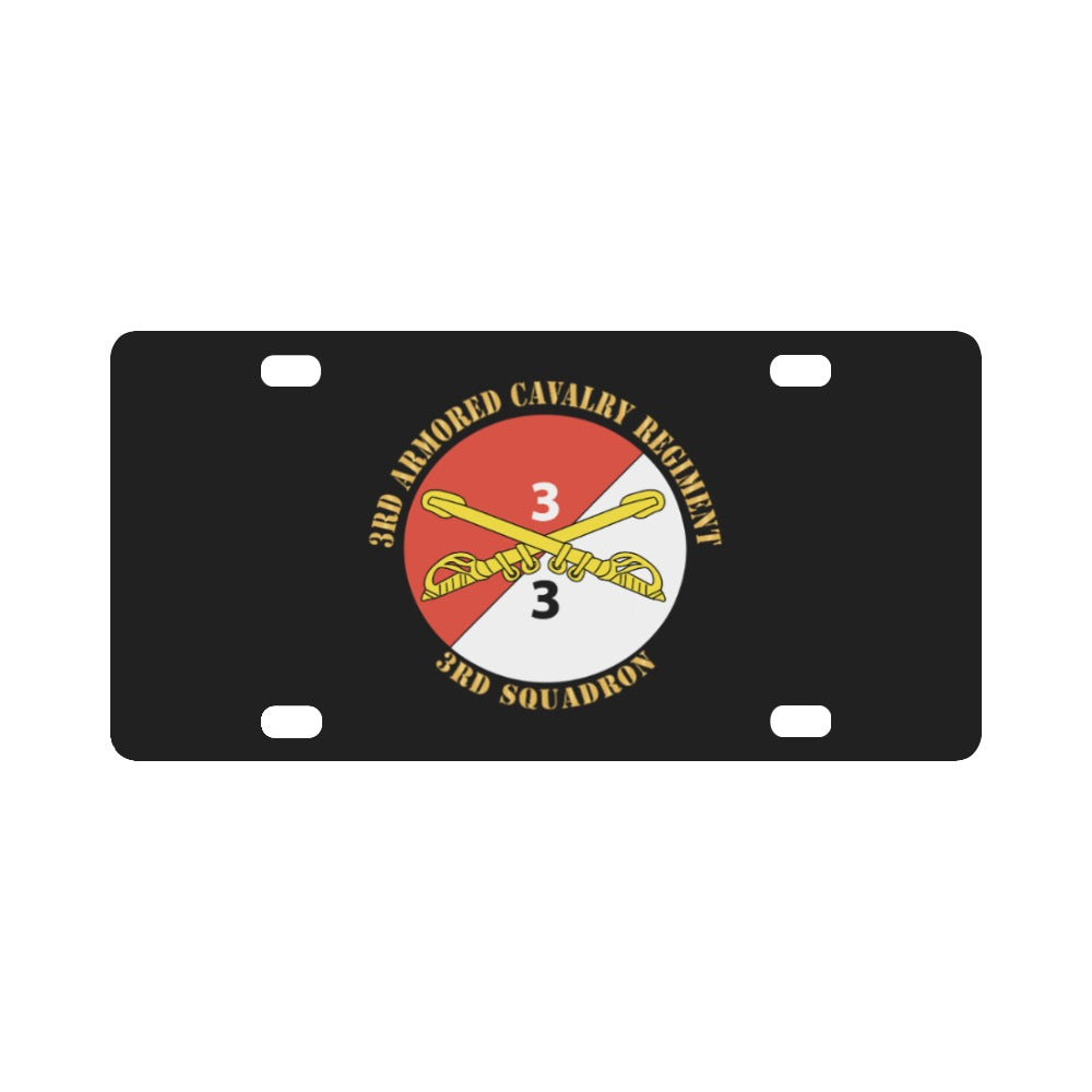 3rd Squadron - 3rd Armored Cavalry Regiment with Text X 300 Classic License Plate