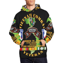 Load image into Gallery viewer, Men&#39;s All Over Print Hoodie (USA Size) (Model H13) - Vietnam Combat Veteran - N Co 75th Inf Ranger - 173rd Abn Bde
