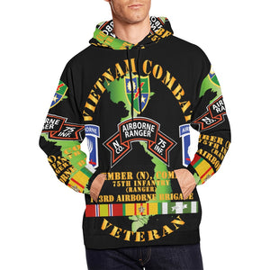 Men's All Over Print Hoodie (USA Size) (Model H13) - Vietnam Combat Veteran - N Co 75th Inf Ranger - 173rd Abn Bde