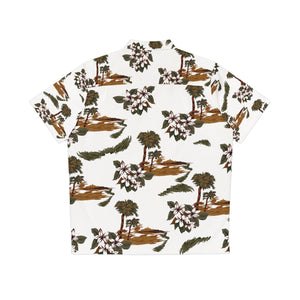 Men's Hawaiian Shirt (AOP) - White - Flowers and Palms