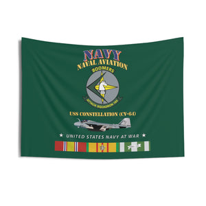 Indoor Wall Tapestries - Navy Attack Squadron 165  - USS Constellation - A6 Intruder - Navy at War w Vietnam Service Ribbons Tapestry