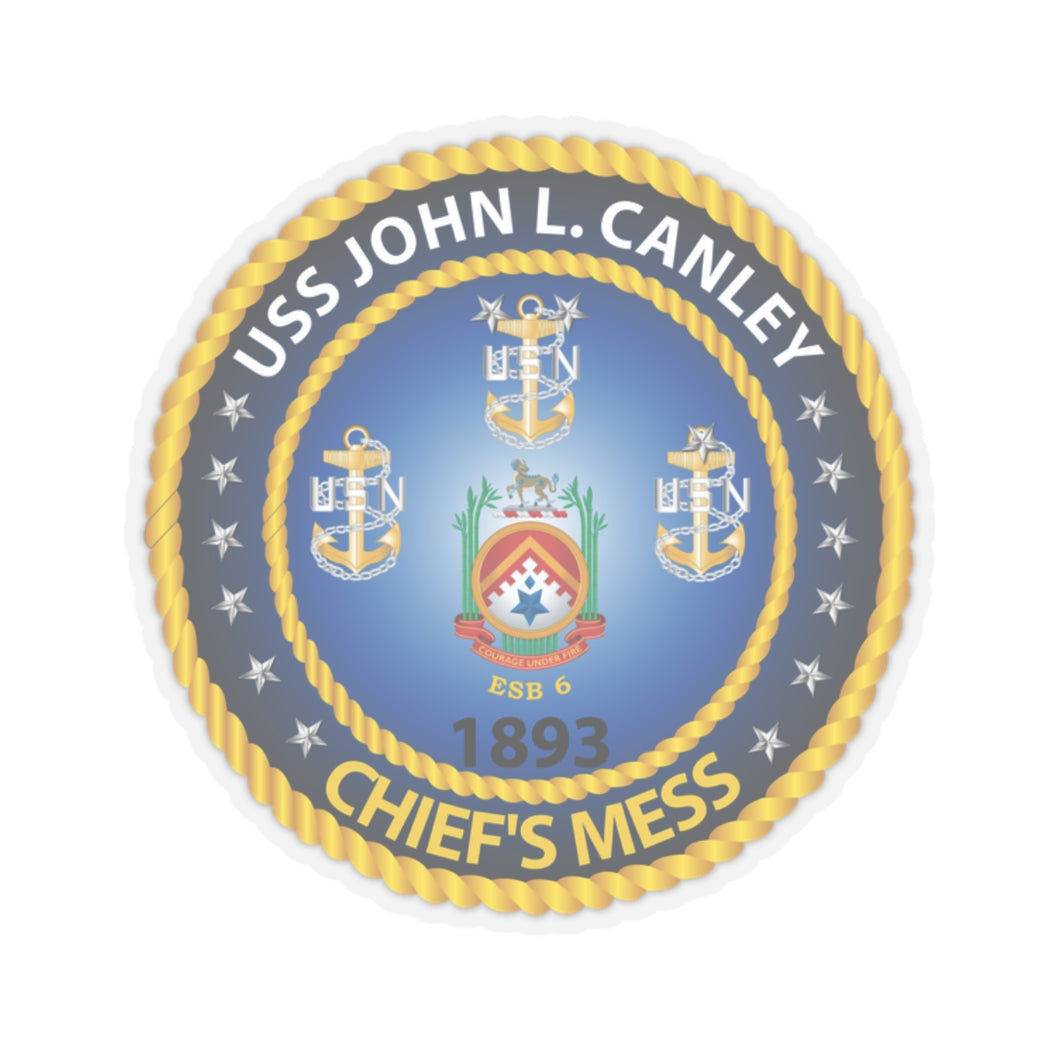 Kiss-Cut Stickers - Navy - USS John L. Canley ESB 6 - Navy Chiefs Mess