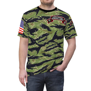 Unisex AOP Tee - Army - F Company, 425th Long Range Surveillance (RANGER) - Military Tiger Stripe Jungle Camouflage Shirt