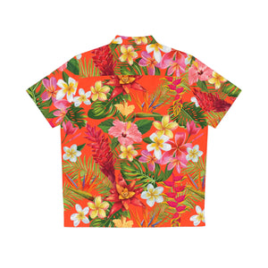 Men's Hawaiian Shirt (AOP) - Orange - Tropical Flowers X 300