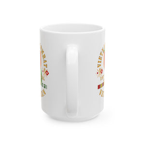 White Mug 15oz - Vietnam Veteran - 1st Signal Brigade - Combat Veteran with Vietnam Service Ribbons - Spec